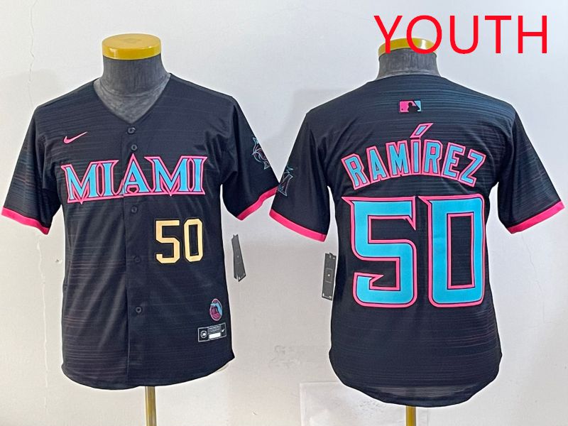 Youth 2025 Miami Marlins #50 Ramirez Black Joint Name Nike MLB Jersey style 2->youth mlb jersey->Youth Jersey